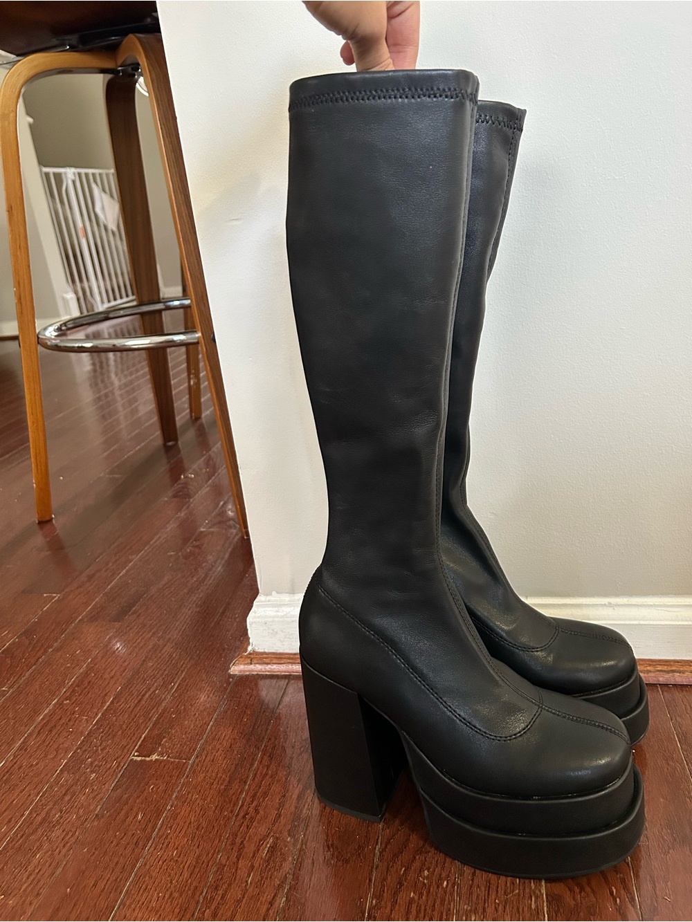 Steve Madden Black Platform Knee-High Boots